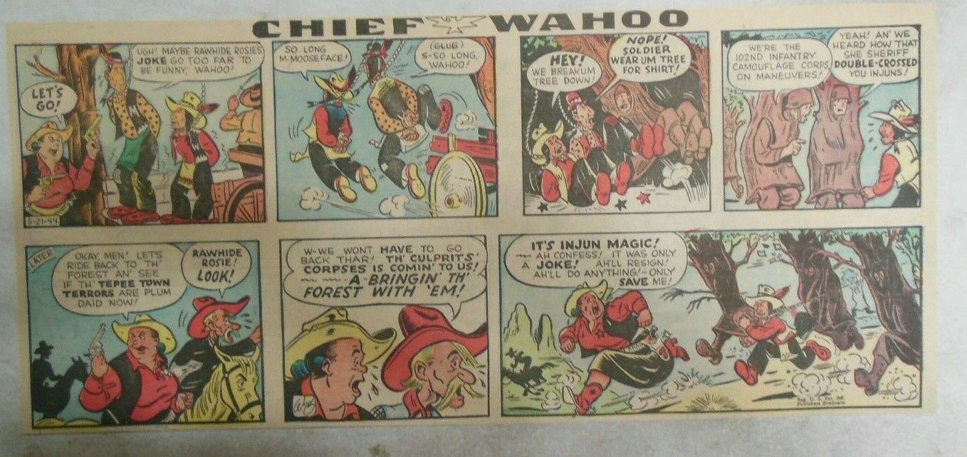 Big Chief Wahoo Sunday Page by Saunders from 5/21/1944 Size: 7.5 x