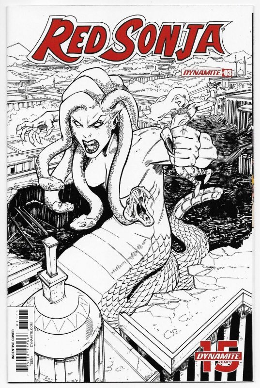 Red Sonja #3 Bob Q 1:50 B&W Variant (Dynamite, 2019) NM