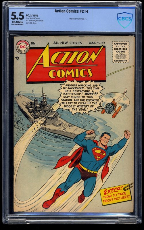 Action Comics #214 CBCS FN- 5.5 Off White