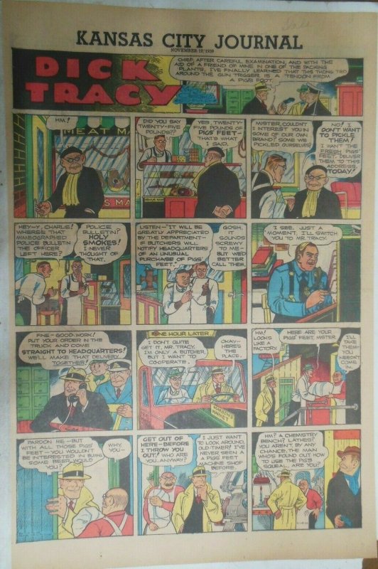 Dick Tracy Sunday Page by Chester Gould from 11/19/1939 Large Full Page Size