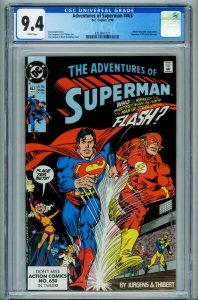 Adventures of Superman #463 CGC 9.4 1990- Flash Superman Race 4253451021