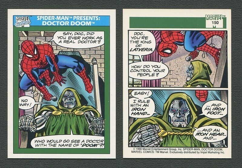 1990 Marvel Comics Card  #150 (Spiderman/Doctor Doom) NM-MT