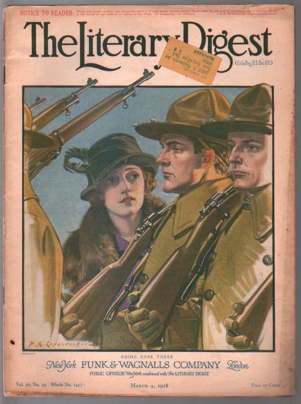 Literary Digest 3/9/1918-Leyendecker WWI cover-U-Boats-vintage ads-FN-