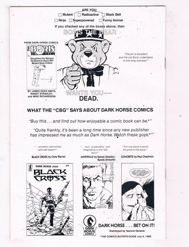 Boris The Bear #1 VF/NM Dark Horse Comics Comic Book DE47 AD33