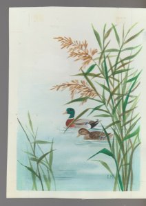 WEDDING ANNIVERSARY Ducks in Pond w/ Reeds 5.5x7.5 Greeting Card Art #WA9014