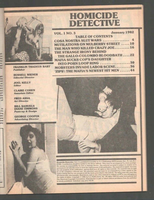 Homicide Detective #3 1/1982--Violence-crime-exploitation -hostility-Mobsters... 