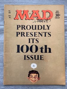 1966 MAD Magazine #100 VG+ 6.5 SIGNED w/ COA by Sergio Aragones