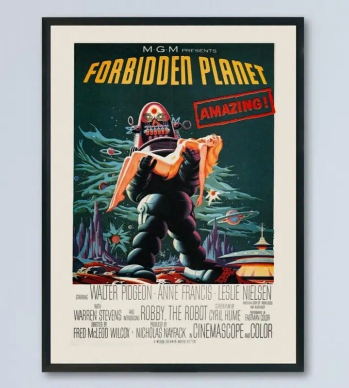 FORBIDDEN PLANET Vintage Style Canvas ROBOT Movie Poster 12×16 NEW / No Frame