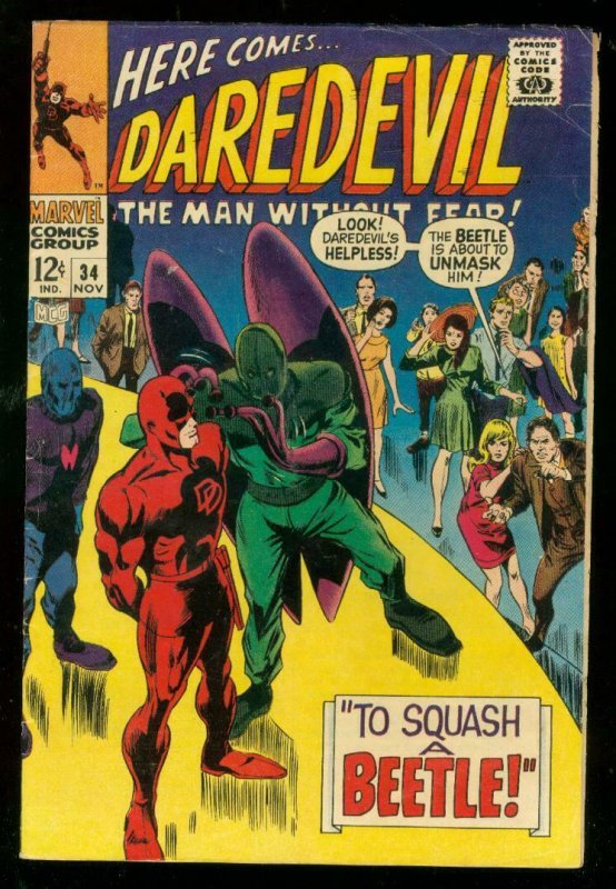 DAREDEVIL #34 1967-MARVEL COMICS-BEETLE-GENE COLAN VG