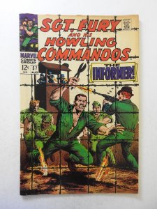 Sgt. Fury #57 (1968) VG+ Condition centerfold detached bottom staple