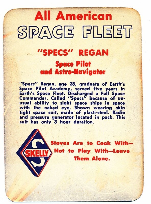 Skelly All American Space Fleet Specs Regan Card, Excellent Condition