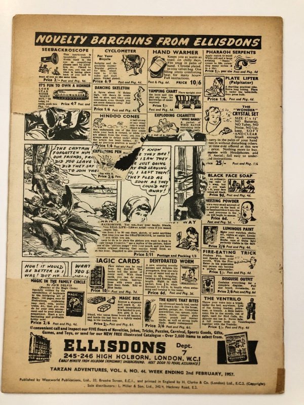 TARZAN ADVENTURES V 6#44  (1956) black & white daily strip reprints VG