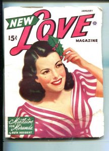 PULP:  NEW LOVE-JAN 1946-ROMANTIC PULP FICTION-PIN-UP GIRL COVER-CHRISTMAS-HO...