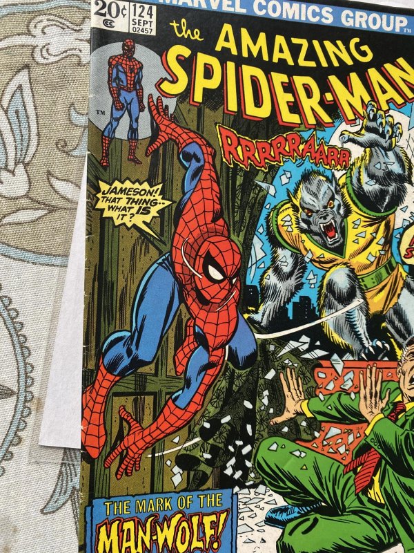 The Amazing Spider-Man #124 (1973) 1st man wolf med grade