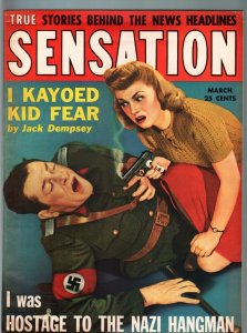 SENSATION PULP-JAN 1943-JACK DEMPSEY-NAZI HANGMAN-WW II-EXPLOITATION VF