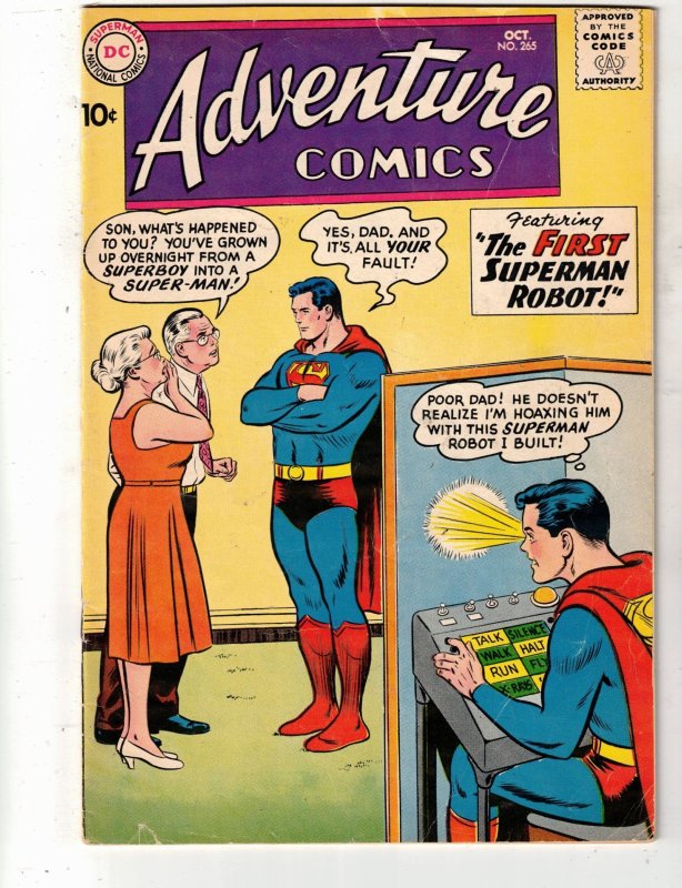Adventure Comics #265 1959 PRICE DROP Superman Robot! Jack/Roz Kirby! BEANTOWN
