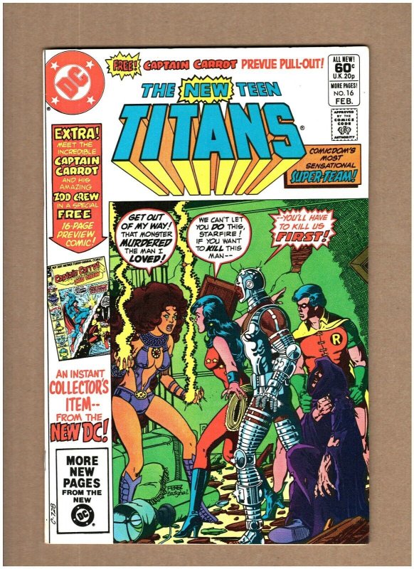 New Teen Titans #16 DC Comics 1982 Starfire Cyborg 1st Captain Carrot VF+ 8.5 