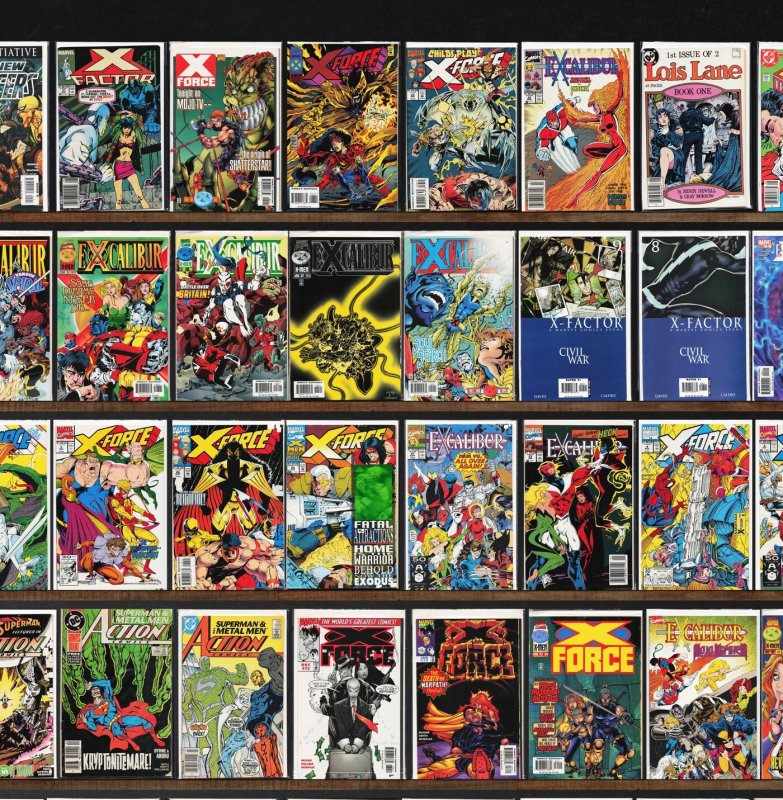 Huge Lot 150+ Comics with Excalibur, X-Force, X-Factor, Action Comics & More!