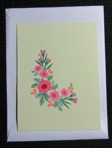 MOTHERS DAY Pink & Orange Flower Border 7.25x9.5 Greeting Card Art #MD531