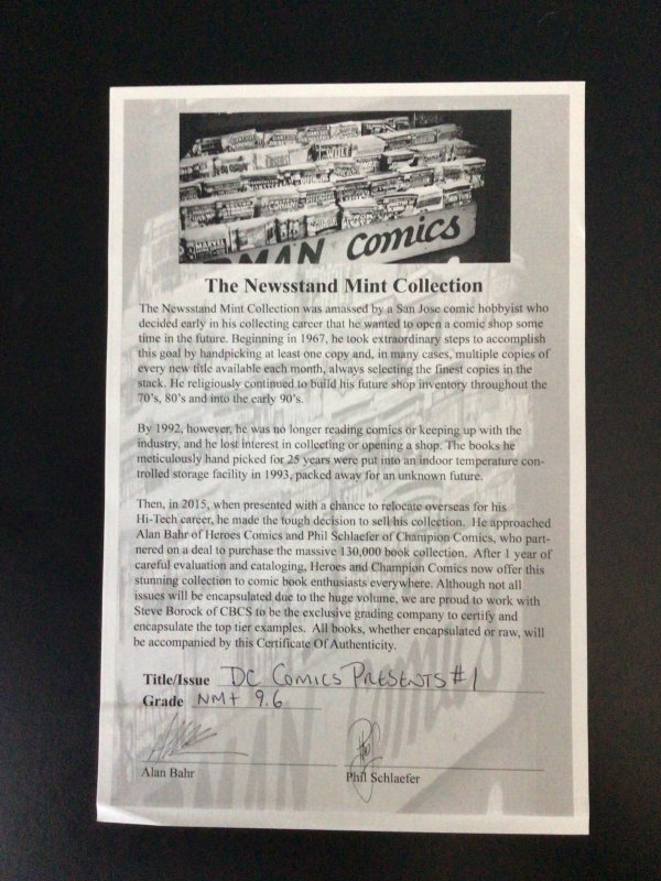 DC Comics Presents #1  (1978) Newstand Collection, Flash Superman Race! 9.6 CBC