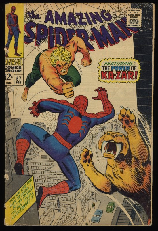 Amazing Spider-Man #57 GD/VG 3.0 Ka-Zar Appearance!