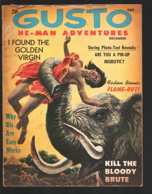 Gusto #2 12/1957-Elephant & native girl cover-Bill Ward cartoons-Matt Baker-...