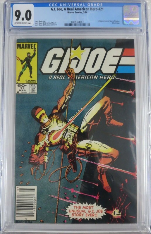 G.I. JOE #21 (Marvel,3/1984) CGC 9.0  1st Stormshadow! Silent Issue.