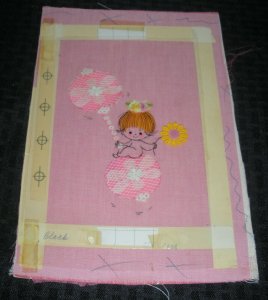 A NEW BABY Cute Girl w/ Fabric Rattle & Flower 7x11 Greeting Card Art #1891