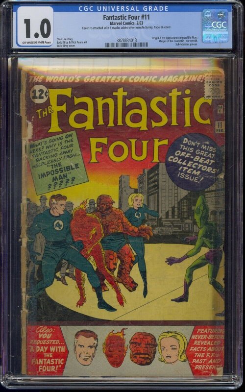 FANTASTIC FOUR #11 CGC 1.0 SUB-MARINER 1ST IMPOSSIBLE MAN