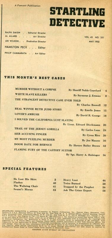 Startling Detective May 1952-True Crime Magazine-White Slave Killers