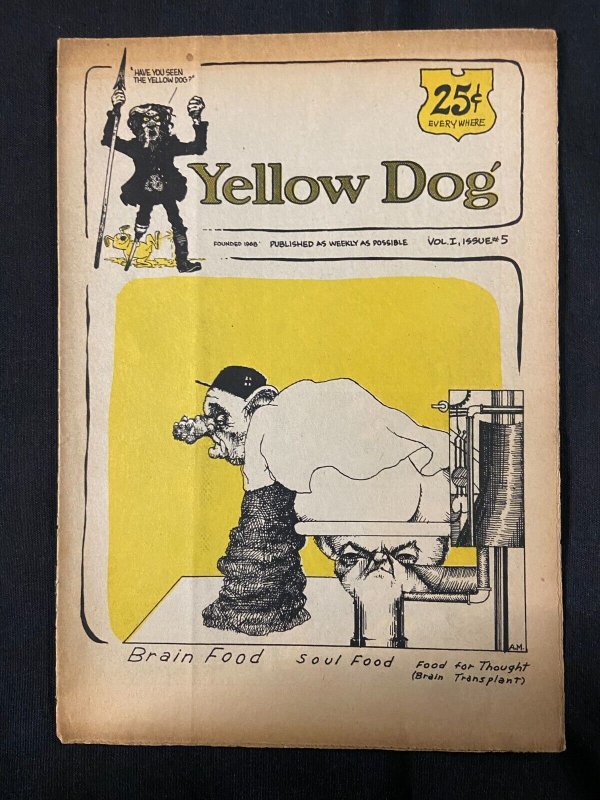 YELLOW DOG 5 VINTAGE UNDERGROUND TABLOID COMICS LOT ROBERT CRUMB 1968 G/VG # 1-5