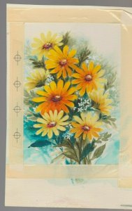 ORANGE & YELLOW Flower Bouquet 7x10.5 #0886 Greeting Card Art