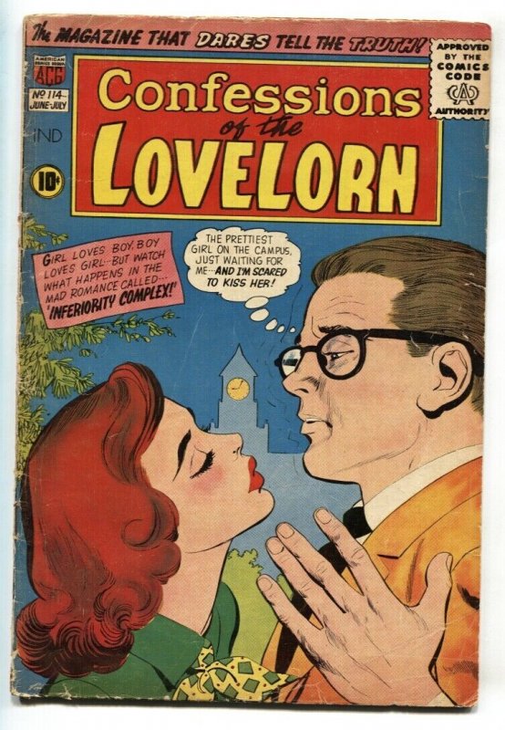 Confessions Of The Lovelorn #114 - 1960- Silver Age Romance Scared to kiss!