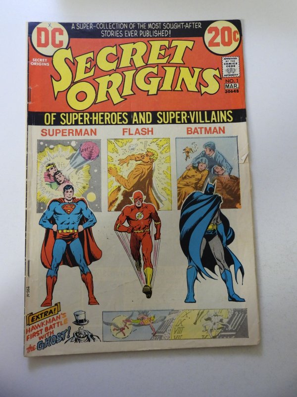 Secret Origins #1 (1973) VG- Condition stains bc 1/4 tear fc