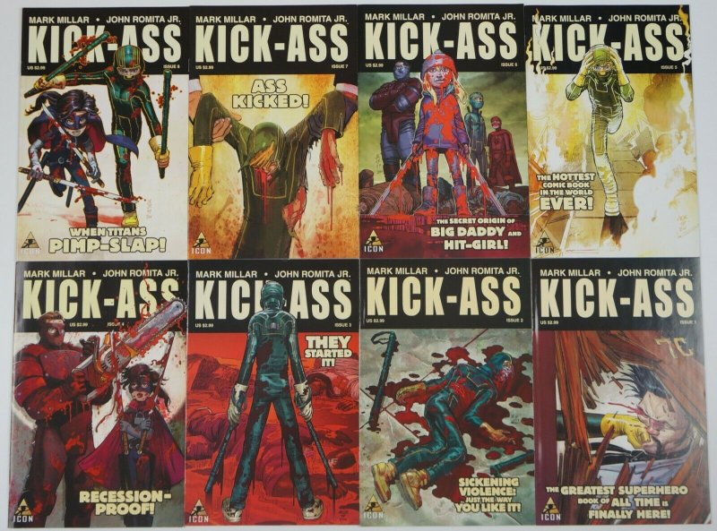 Kick Ass 1 8 Vfnm Complete Series Mark Millar John Romita Jr 1st Prints Comic Books 1918