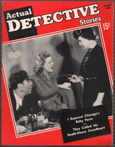 Actual Detective Stories 8/1940-pulp violence-gun moll-VF