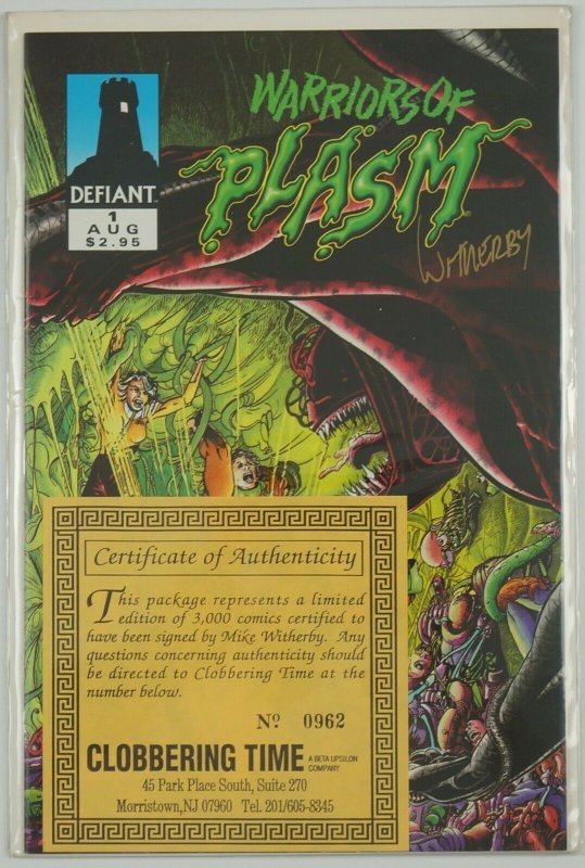 Warriors of Plasm #1 VF signed by mike witherby with coa (#0962/3000)