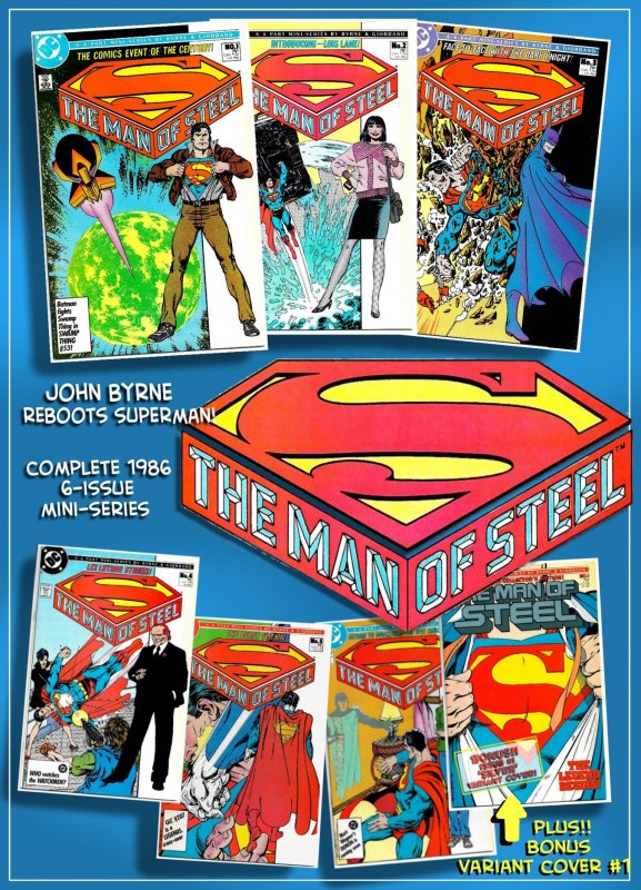 The man of steel comic books issue 1 published by DC