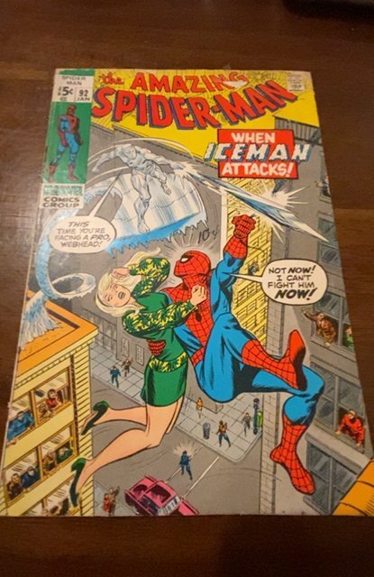 The Amazing Spider-Man #92 (1971)guest starring iceman see  description