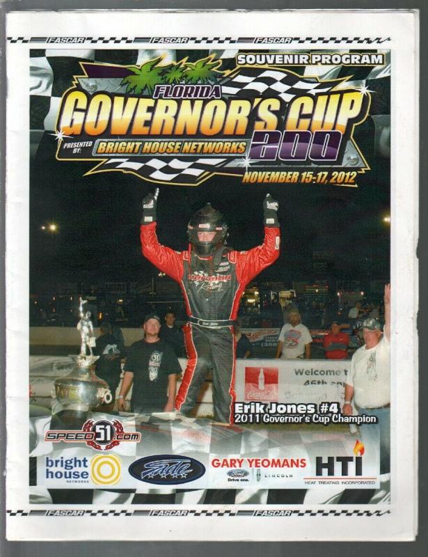 New Smyrna Speedway Governors Cup 200 Auto Race Program 11/17/2012-Erik Jones-VG