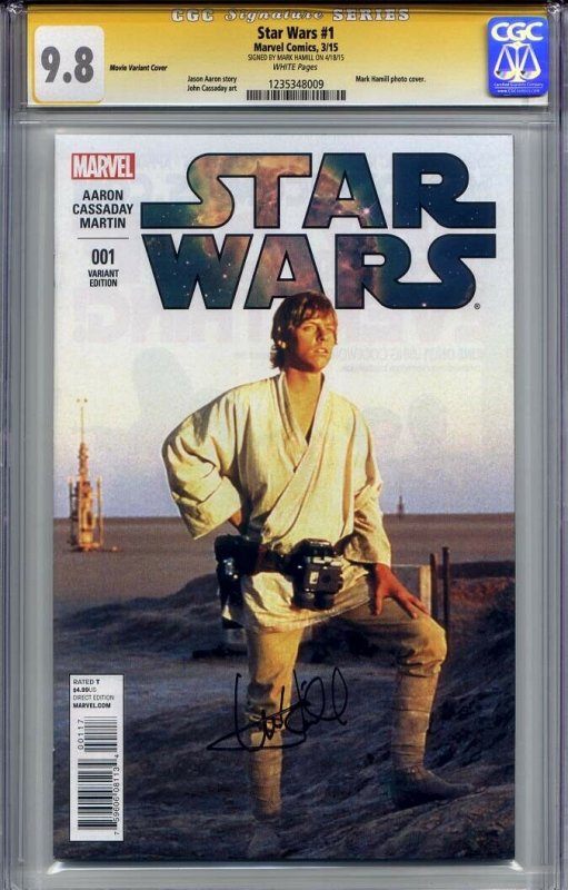 STAR WARS #1 CGC 9.8 SS MARK HAMILL (Movie photo variant cover)