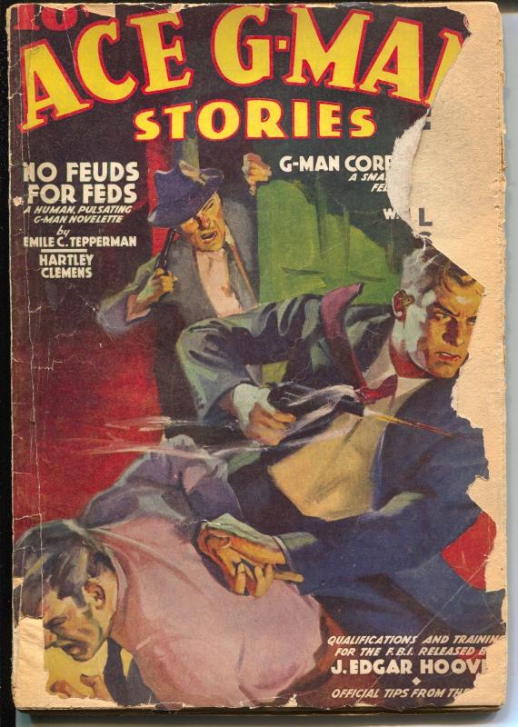 ACE G-Man Stories 3/1939-Popular-FBI pulp action-J Edgar Hoover-violent-G-