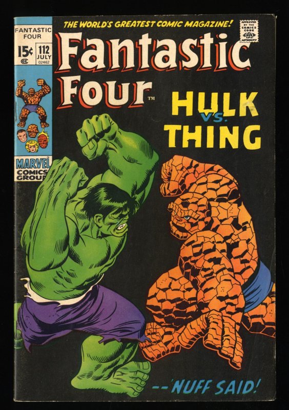 Fantastic Four #112 VG/FN 5.0 Hulk Vs Thing! Marvel Comics