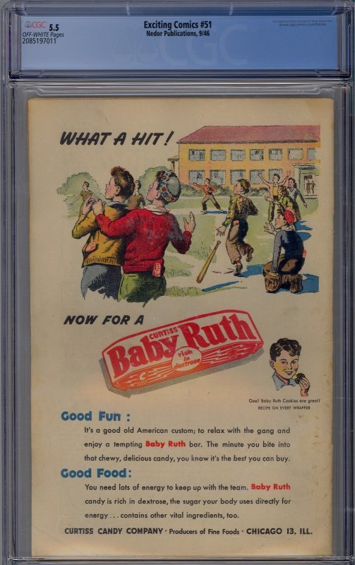 Exciting Comics #51 1946 Nedor Publications CGC 5.5 1st app Miss Masque