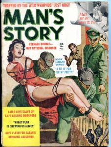 Man's Story Magazine August 1961-LINGERIE COMMIE SNAKE TORTURE-EMT VG-