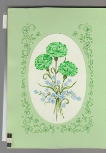 GREEN & BLUE FLOWERS 5.5x7.5 #7803 St Patrick's Day Greeting Card Art