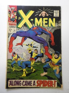 The X-Men #35 (1967) GD ink fc, top staple missing, staple holes through spine