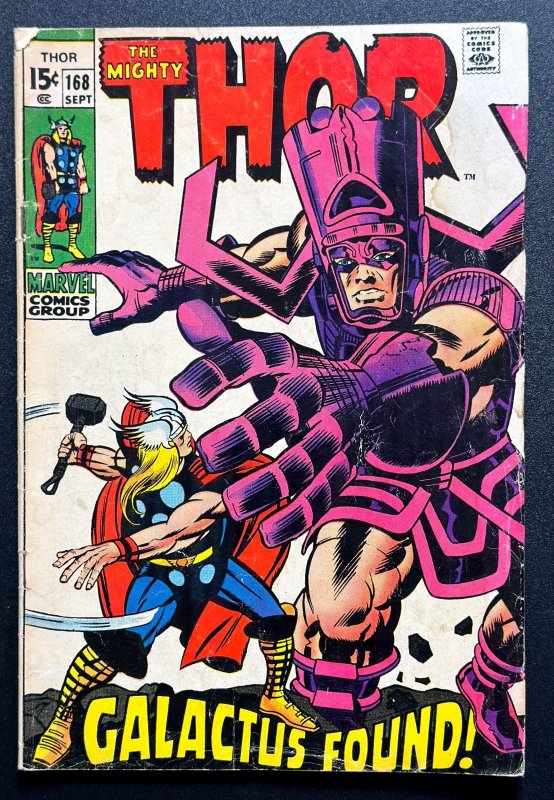 Thor #168 (1969) 1st Thermal Man - Jack Kirby Iconic Galactus Cvr - GD+
