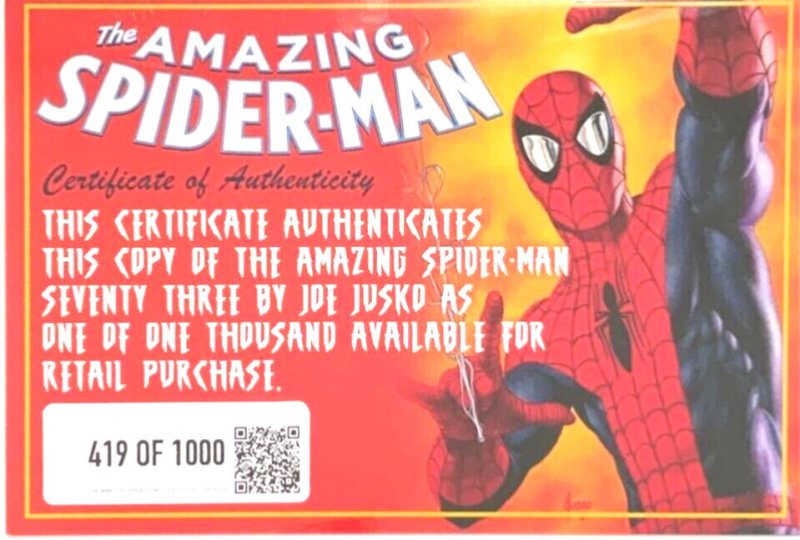 AMAZING SPIDER-MAN #73 JOE JUSKO VARIANT  W/COA & NYCC VARIANT SET MARVEL NM.