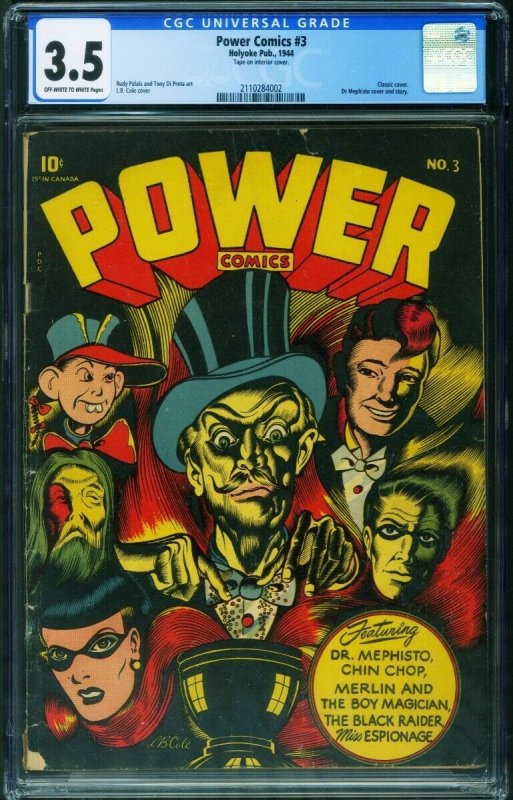 Power Comics #3 1944 CGC 3.5-L.B. Cole-classic cover 2110284002